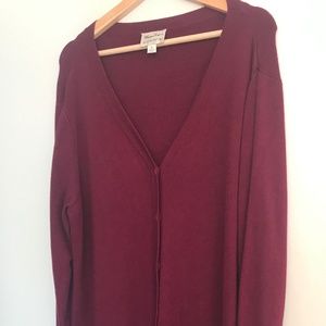RARE Whisper Knit Swing Style Cardigan, Raspberry XL Linea by Louis Dell'Olio